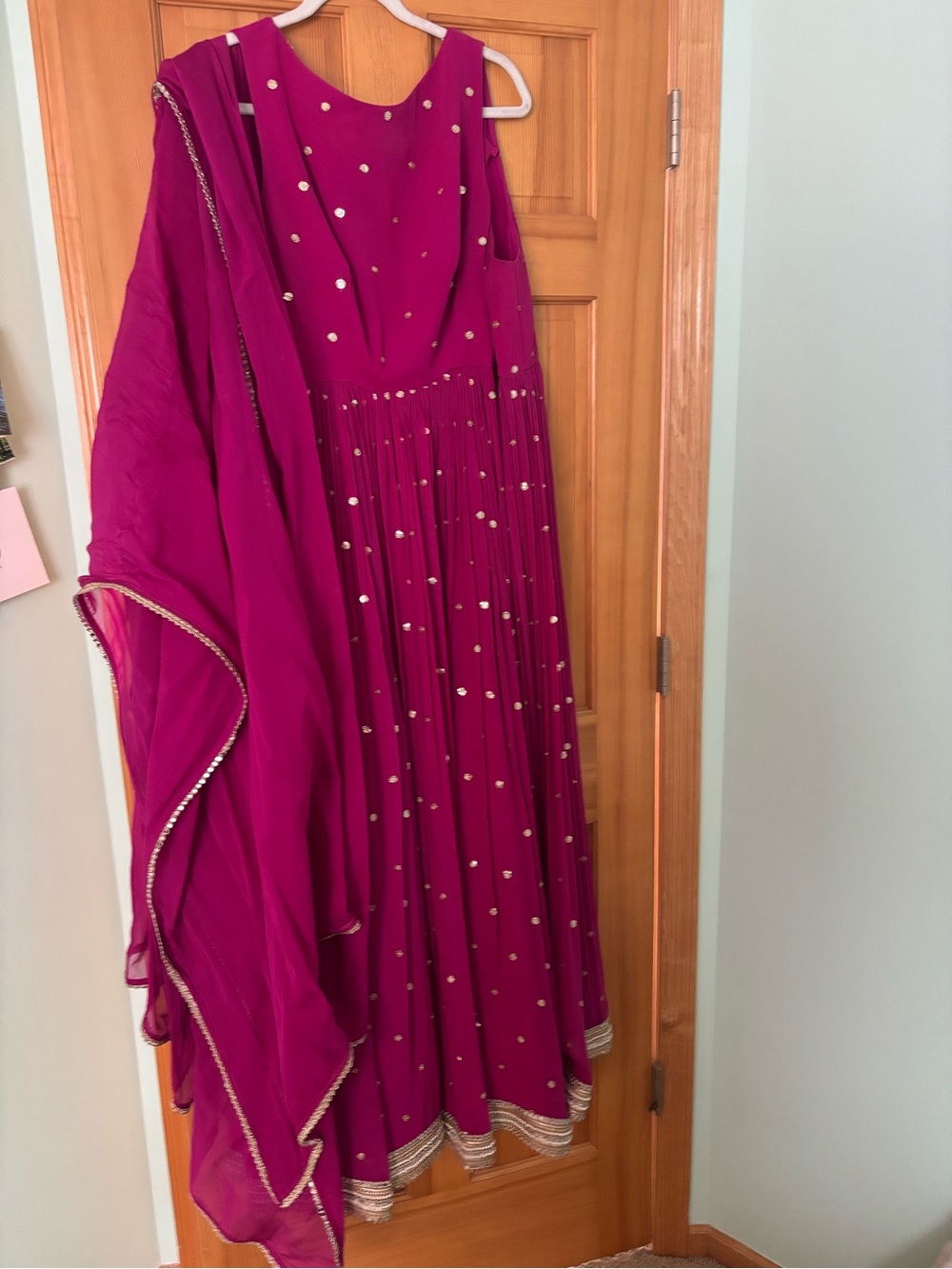 Fuchsia Embellished Anarkali Dress with Dupatta